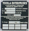 Anodised Etched Name Plates/ Labels